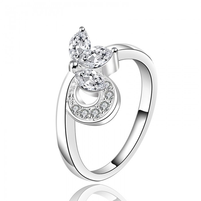 SR498 Fashion Silver Jewelry Crystal Flower Rings For Women