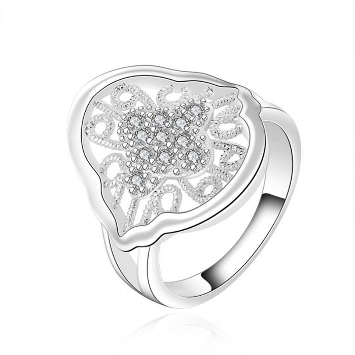 SR554 Fashion Silver Jewelry Crystal Flower Rings For Women