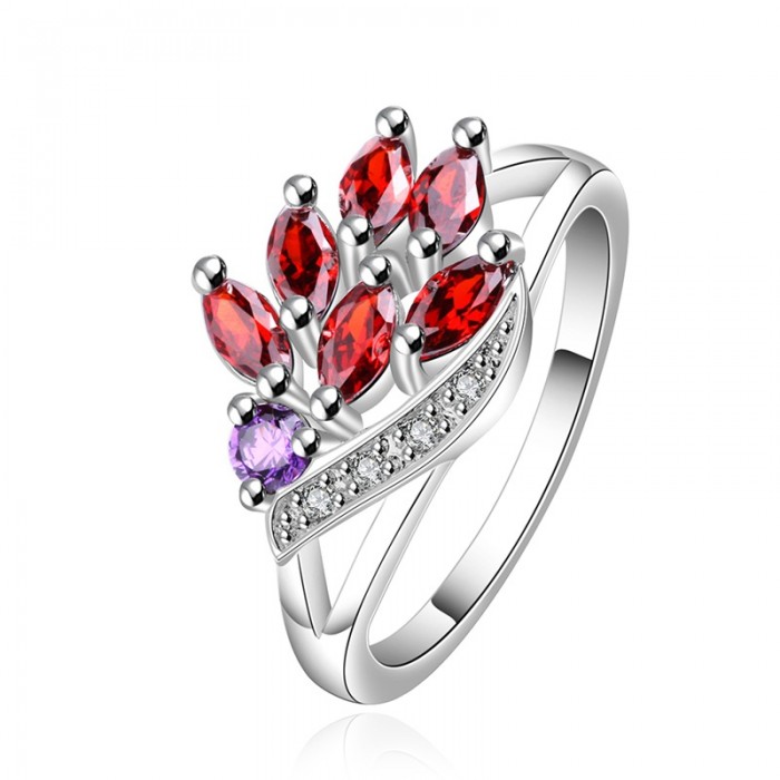 SR555 Fashion Silver Jewelry Red Crystal Beauty Rings For Women