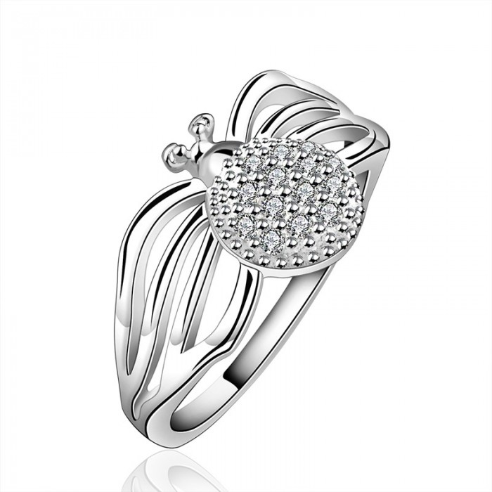 SR588 Fashion Silver Jewelry Crystal Spider Rings For Women