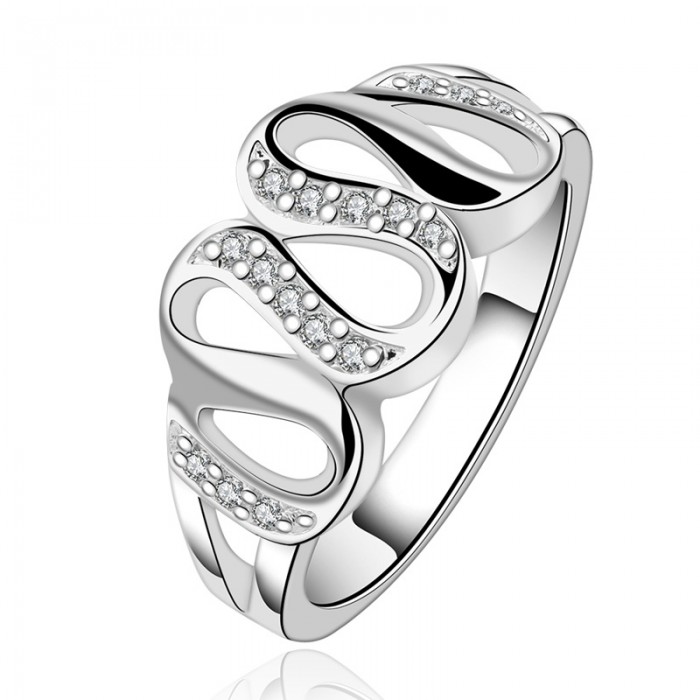 SR615 Fashion Silver Jewelry Crystal Geometry Rings For Women