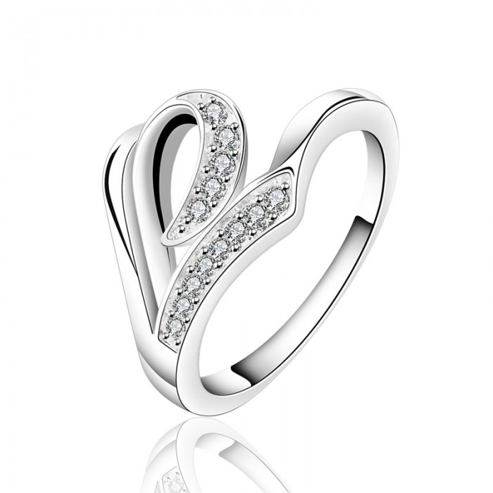 SR621 Fashion Silver Jewelry Crystal Geometry Rings For Women