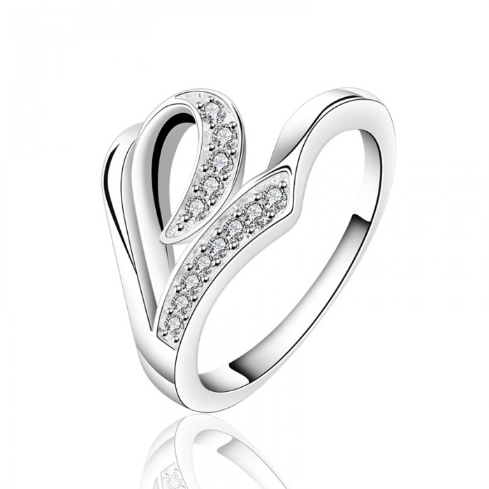 SR621 Fashion Silver Jewelry Crystal Geometry Rings For Women