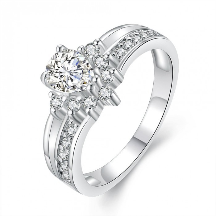 SR684 Fashion Silver Jewelry Crystal Waterdrop Rings For Women