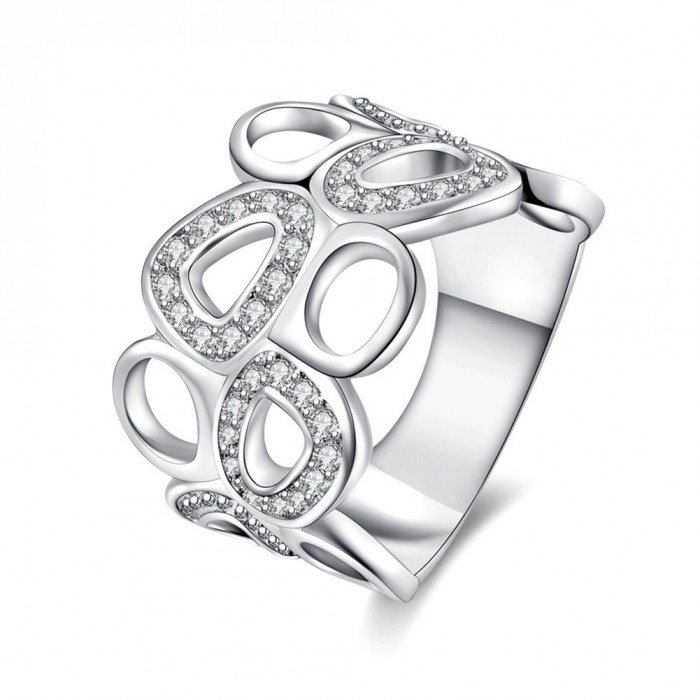 SR685 Fashion Silver Jewelry Crystal "O" Rings For Women