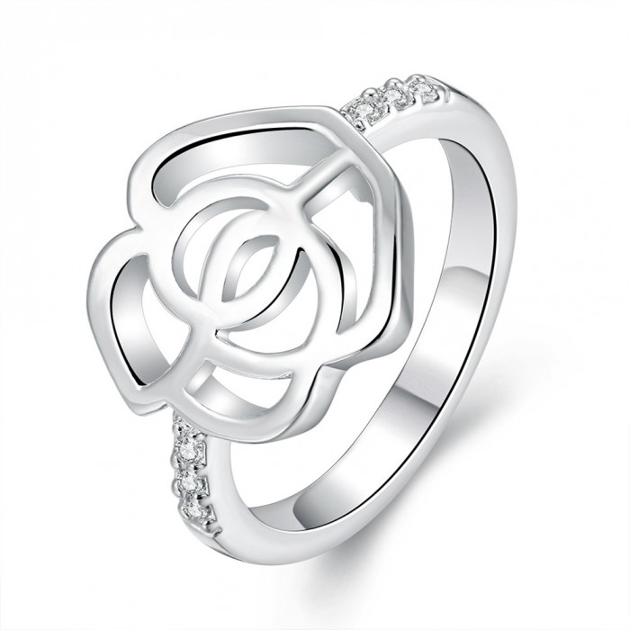 SR686 Fashion Silver Jewelry Crystal Flower Rings For Women