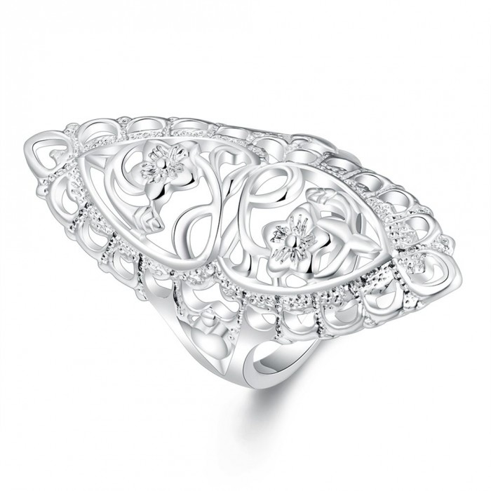 SR698 Fashion Silver Jewelry Flower Rings For Women