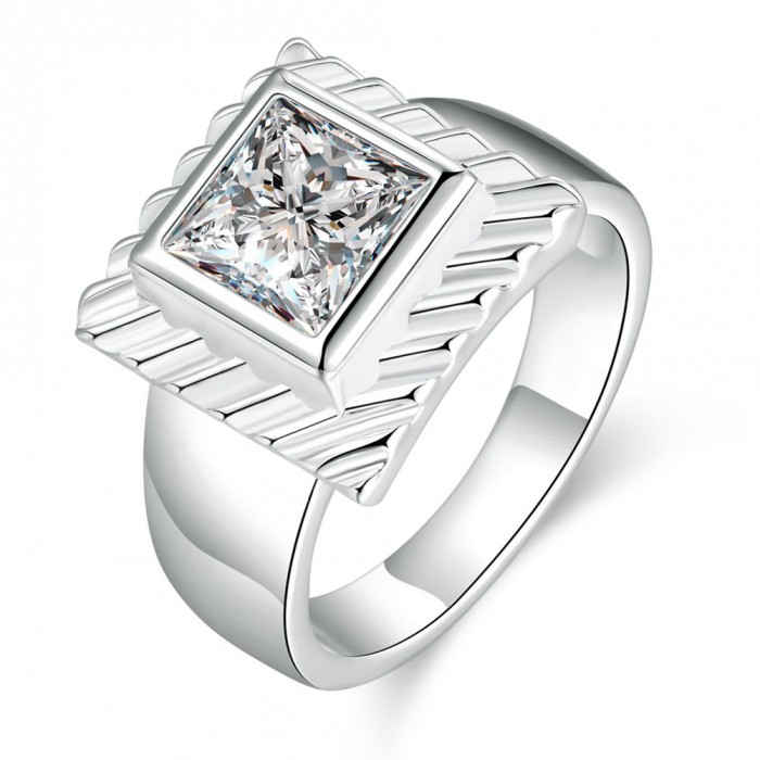SR728 Fashion Silver Jewelry Crystal Geometry Rings For Women