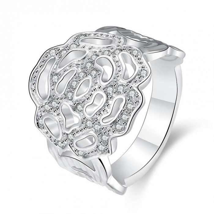 SR741 Fashion Silver Jewelry Crystal Geometry Rings For Women
