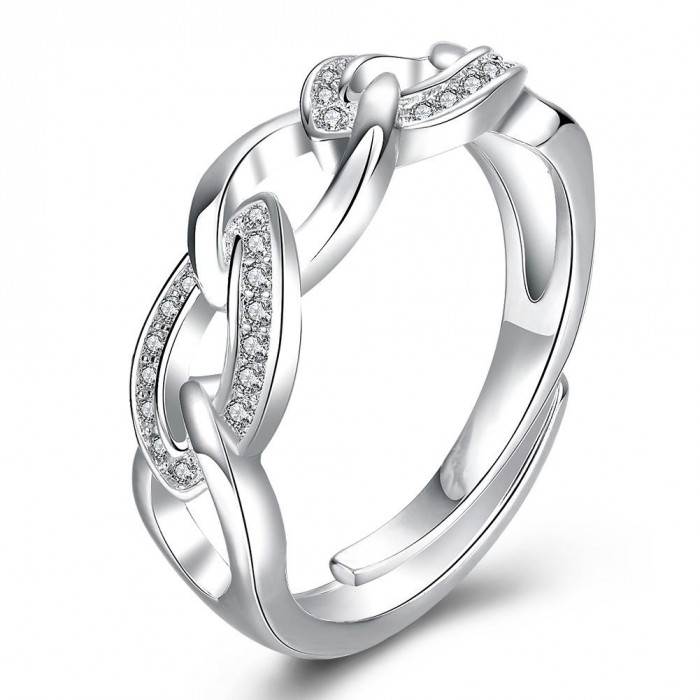 SR748 Fashion Silver Jewelry Crystal Geometry Rings For Women