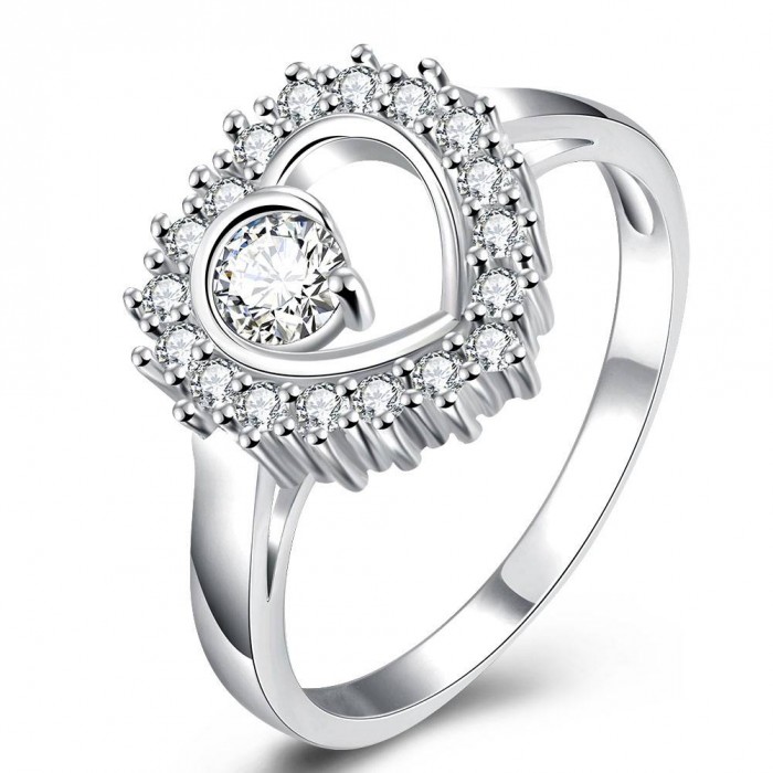 SR772 Fashion Silver Jewelry Crystal Heart Rings For Women