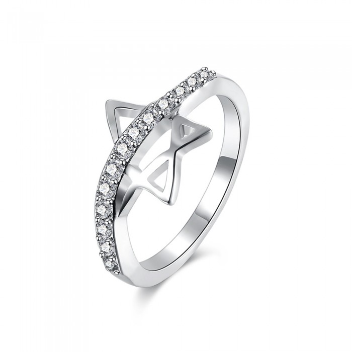 SR815 Fashion Silver Jewelry Crystal Star Rings For Women