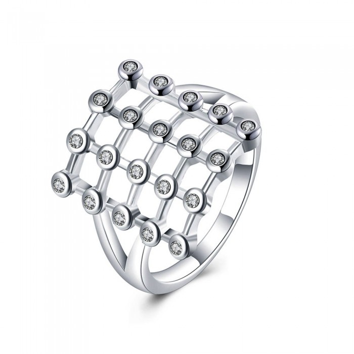 SR837 Fashion Silver Jewelry Crystal Geometry Rings For Women