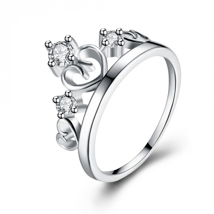 SR905 Fashion Silver Jewelry Crystal Crown Rings For Women