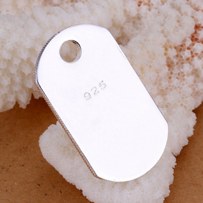 SP001 Fashion Silver Jewelry Bright Tag Chain Pendant Necklace