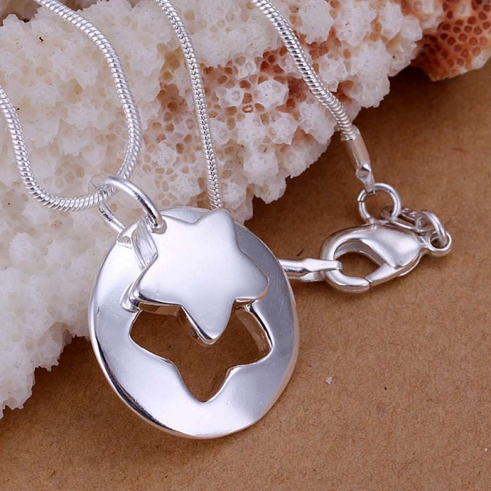 SP016 Fashion Silver Jewelry Lover Star Chain Pendant Necklace