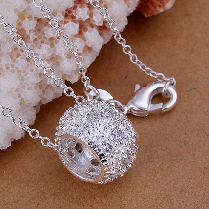 SP024 Fashion Silver Jewelry Crystal Beads Chain Pendant Necklace