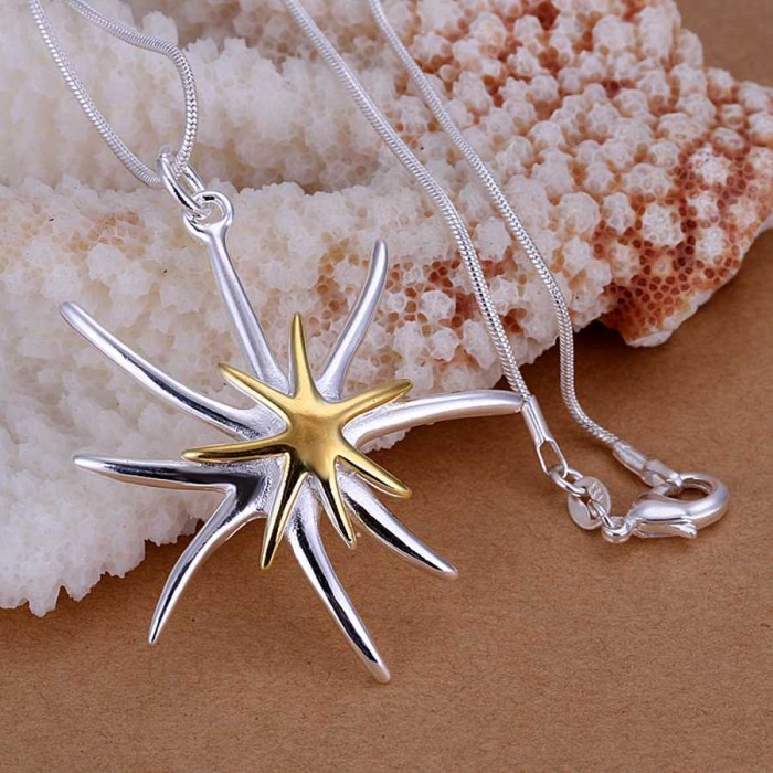 SP026 Fashion Silver Jewelry Gold Starfish Chain Pendant Necklace