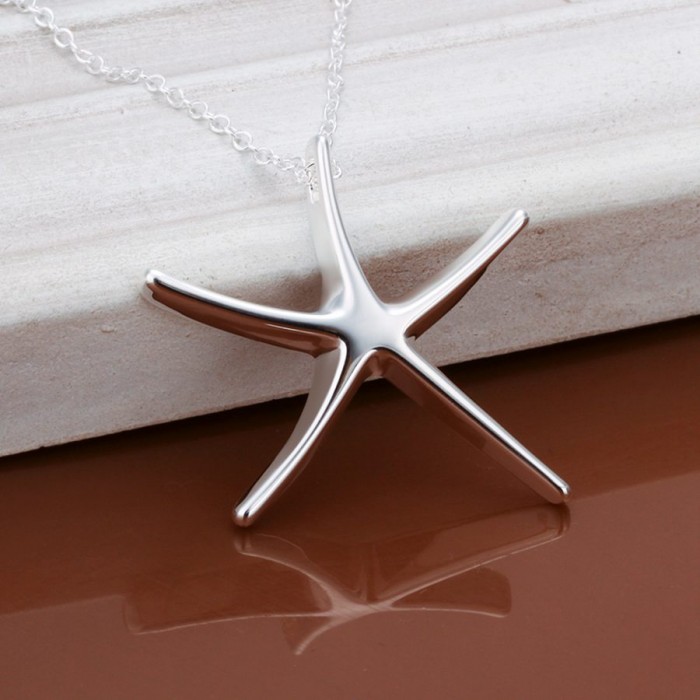 SP027 Fashion Silver Jewelry Starfish Chain Pendant Necklace