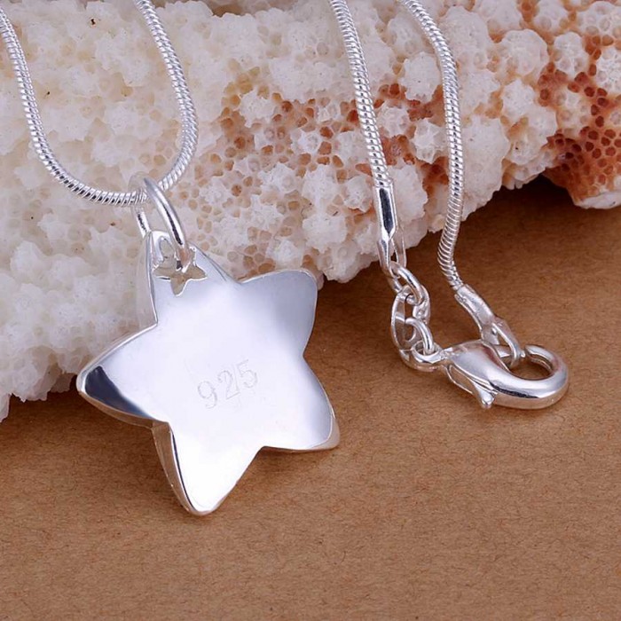 SP032 Fashion Silver Jewelry Bright Star Chain Pendant Necklace