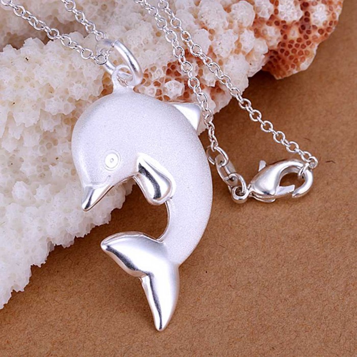 SP035 Fashion Silver Jewelry Dolphin Chain Pendant Necklace
