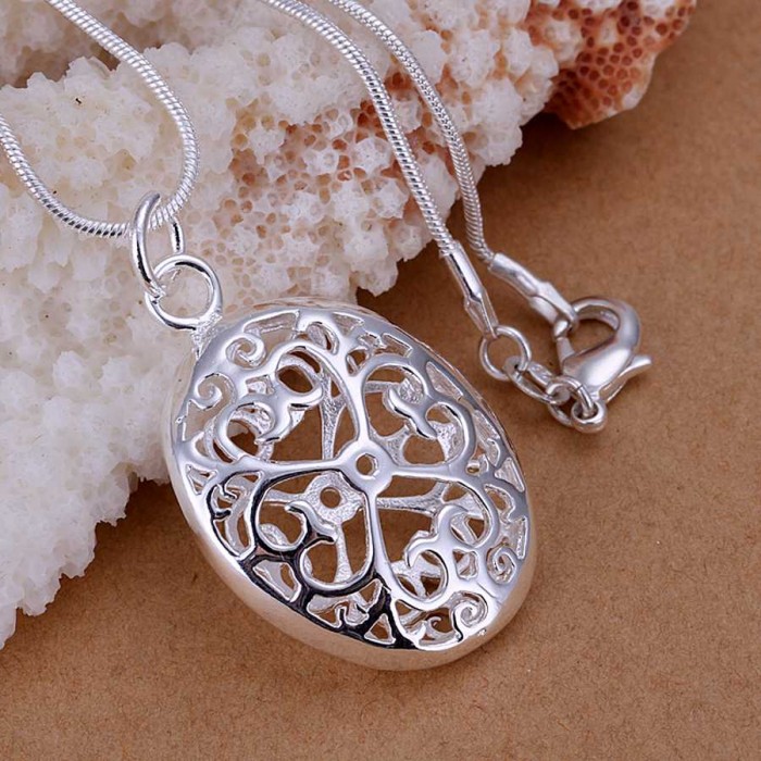 SP038 Fashion Silver Jewelry Hollow Egg Chain Pendant Necklace