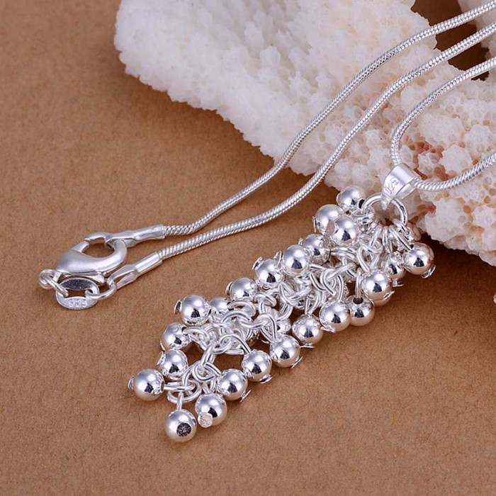 SP043 Fashion Silver Jewelry Bright Grape Chain Pendant Necklace