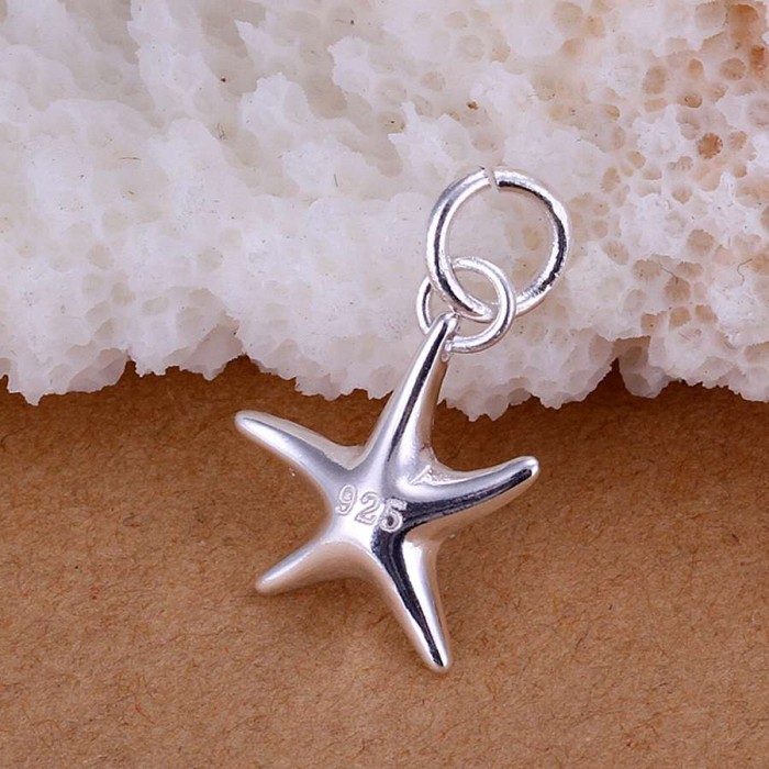 SP056 Fashion Silver Jewelry Cute Starfish Chain Pendant Necklace