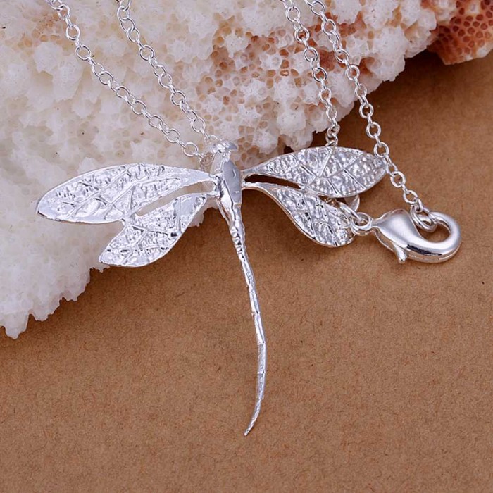 SP076 Fashion Silver Jewelry Dragonfly Chain Pendant Necklace