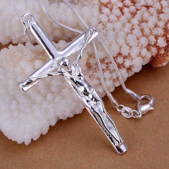 SP079 Fashion Silver Jewelry Big Cross Chain Pendant Necklace