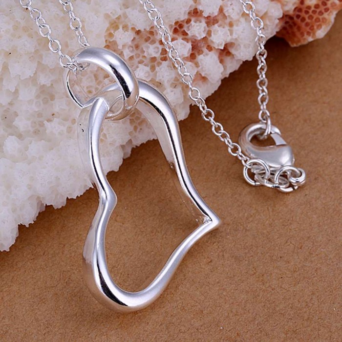 SP080 Fashion Silver Jewelry Heart Chain Pendant Necklace
