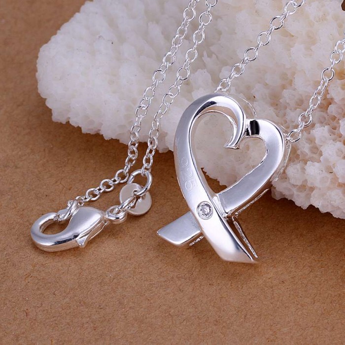 SP087 Fashion Silver Jewelry Crystal Kelp Chain Pendant Necklace