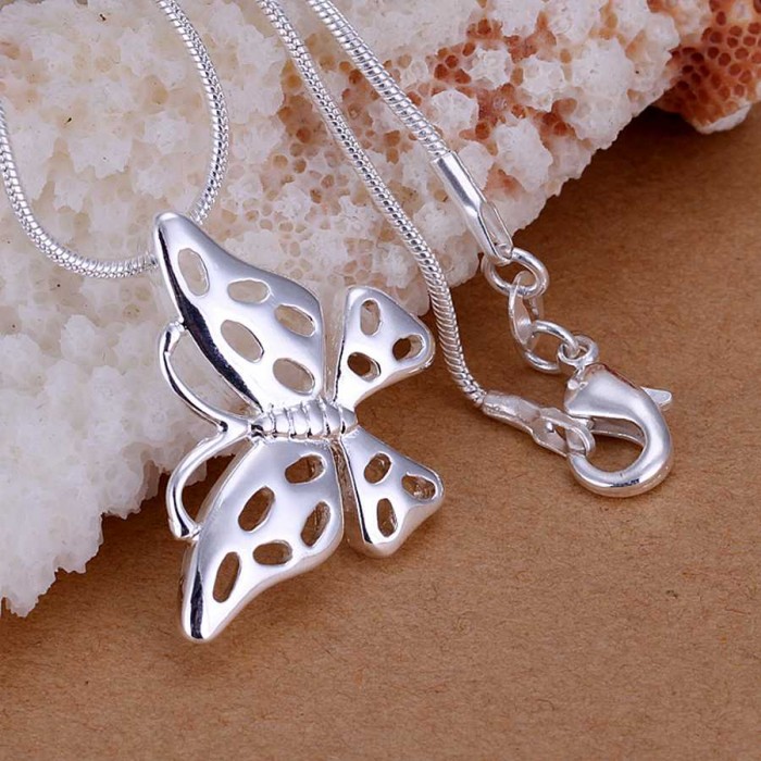 SP097 Fashion Silver Jewelry Butterfly Chain Pendant Necklace