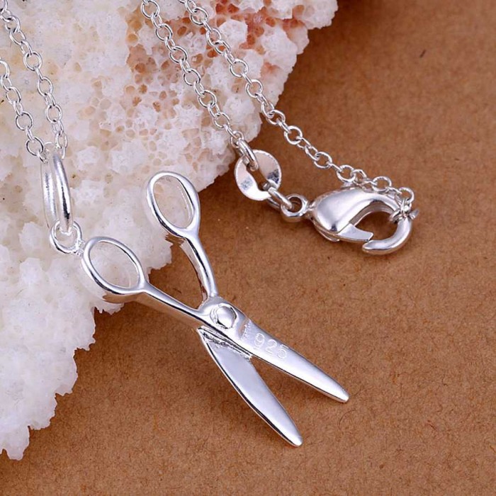 SP102 Fashion Silver Jewelry Scissor Chain Pendant Necklace
