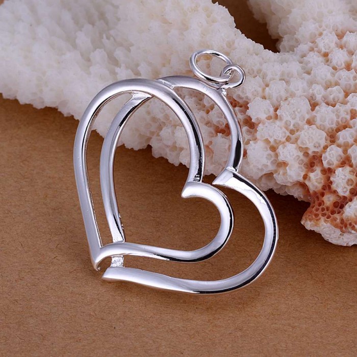 SP108 Fashion Silver Jewelry Heart Chain Pendant Necklace