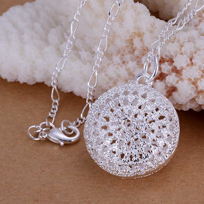 SP136 Fashion Silver Jewelry Hollow Out Chain Pendant Necklace