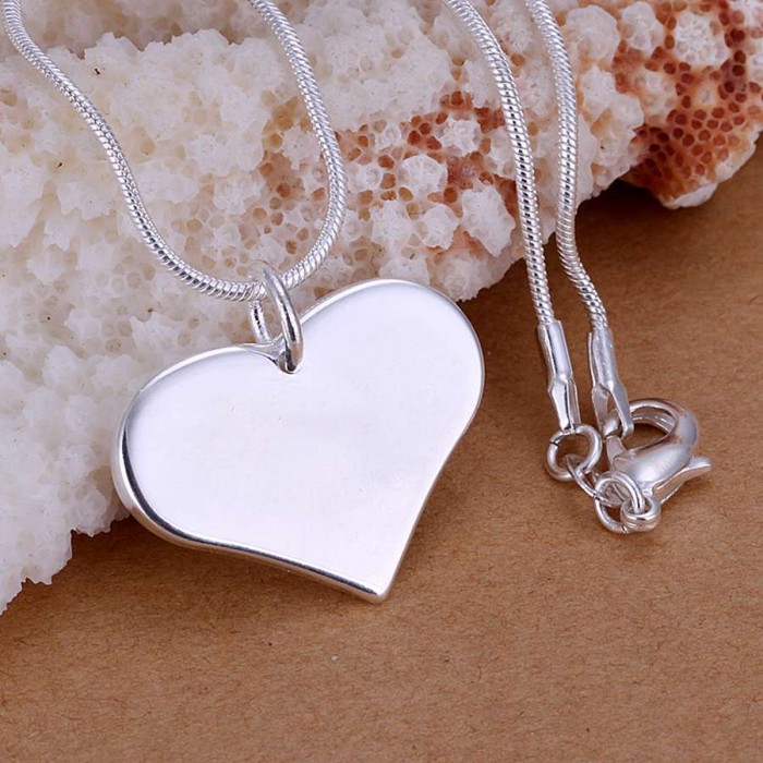SP143 Fashion Silver Jewelry Peach Heart Chain Pendant Necklace