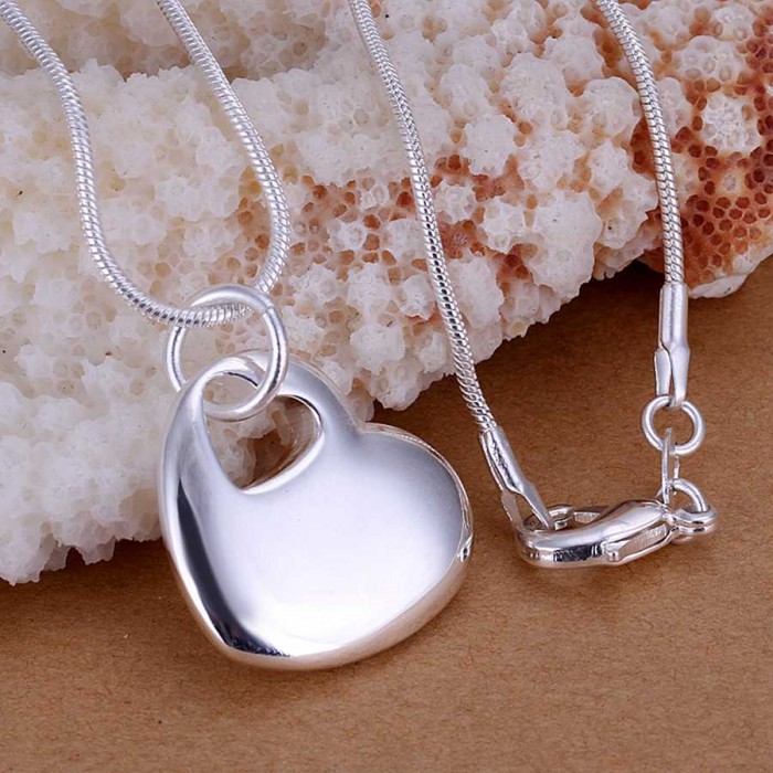 SP148 Fashion Silver Jewelry Heart Chain Pendant Necklace