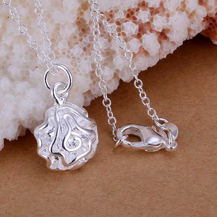 SP168 Fashion Silver Jewelry Rose Chain Pendant Necklace