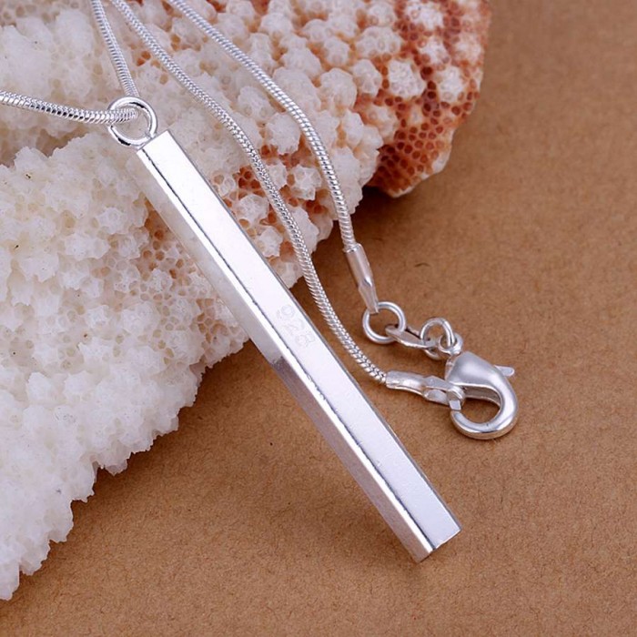 SP222 Fashion Silver Jewelry Big Bar Chain Pendant Necklace