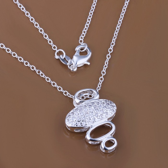 SP289 Fashion Silver Jewelry Crystal Bubble Chain Pendant Necklace