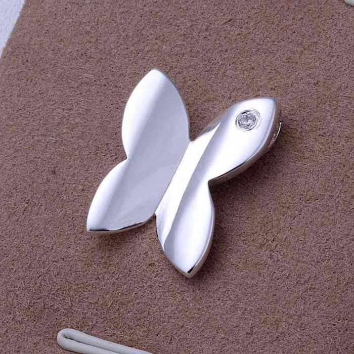 SP311 Fashion Silver Jewelry Crystal Butterfly Chain Pendant Necklace